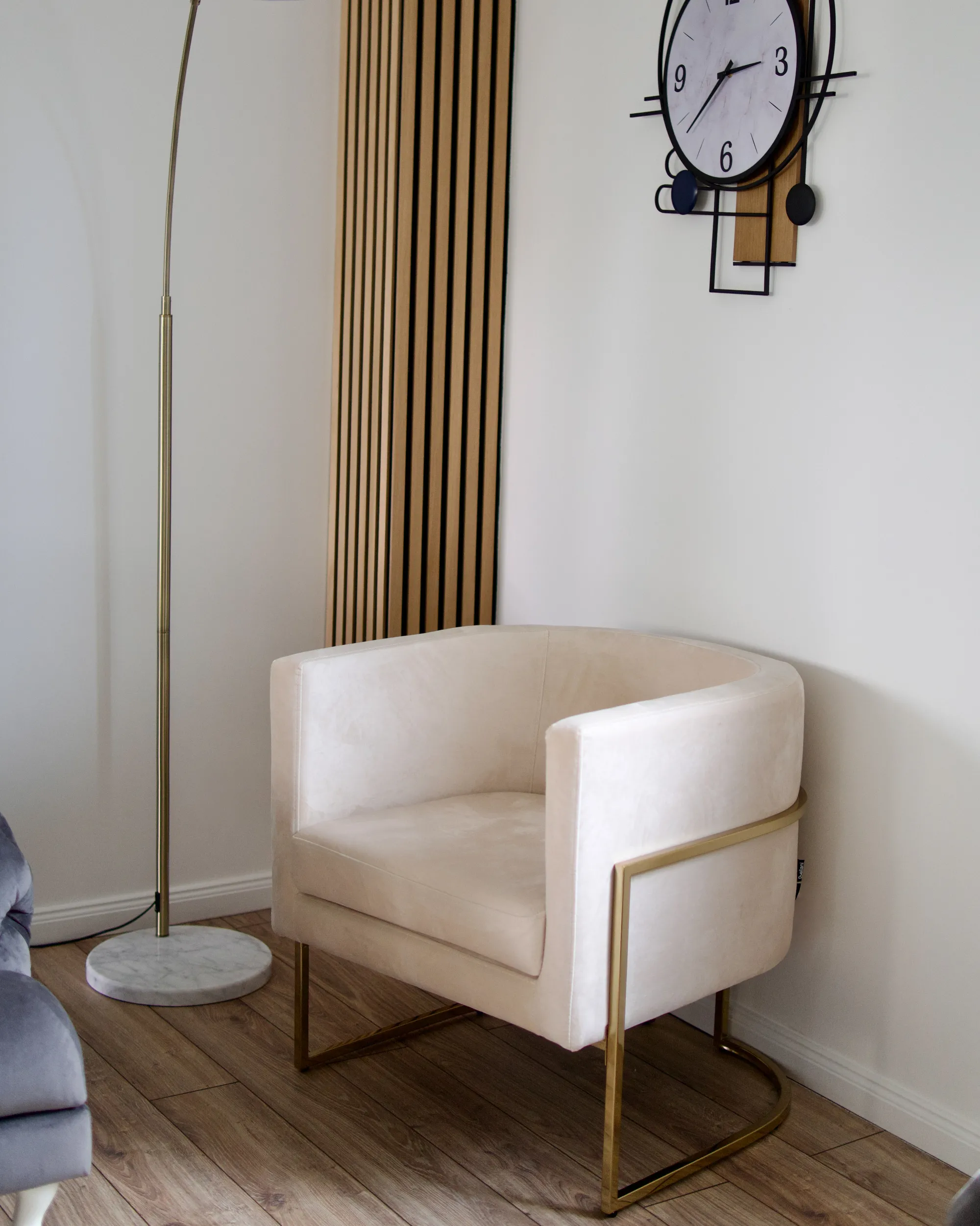 Fauteuil SIRKKA Fluweel Lichtbeige