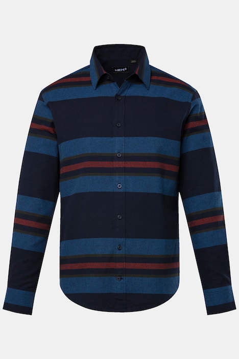 Men+ Streifen-Flanellhemd, Langarm, Kentkragen, Modern Fit, bis 8 XL