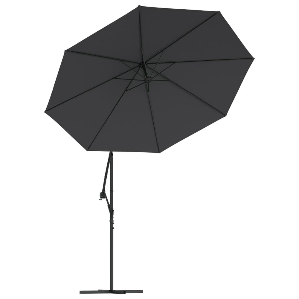 Parasol déporté à led et mât en acier 300 cm noir