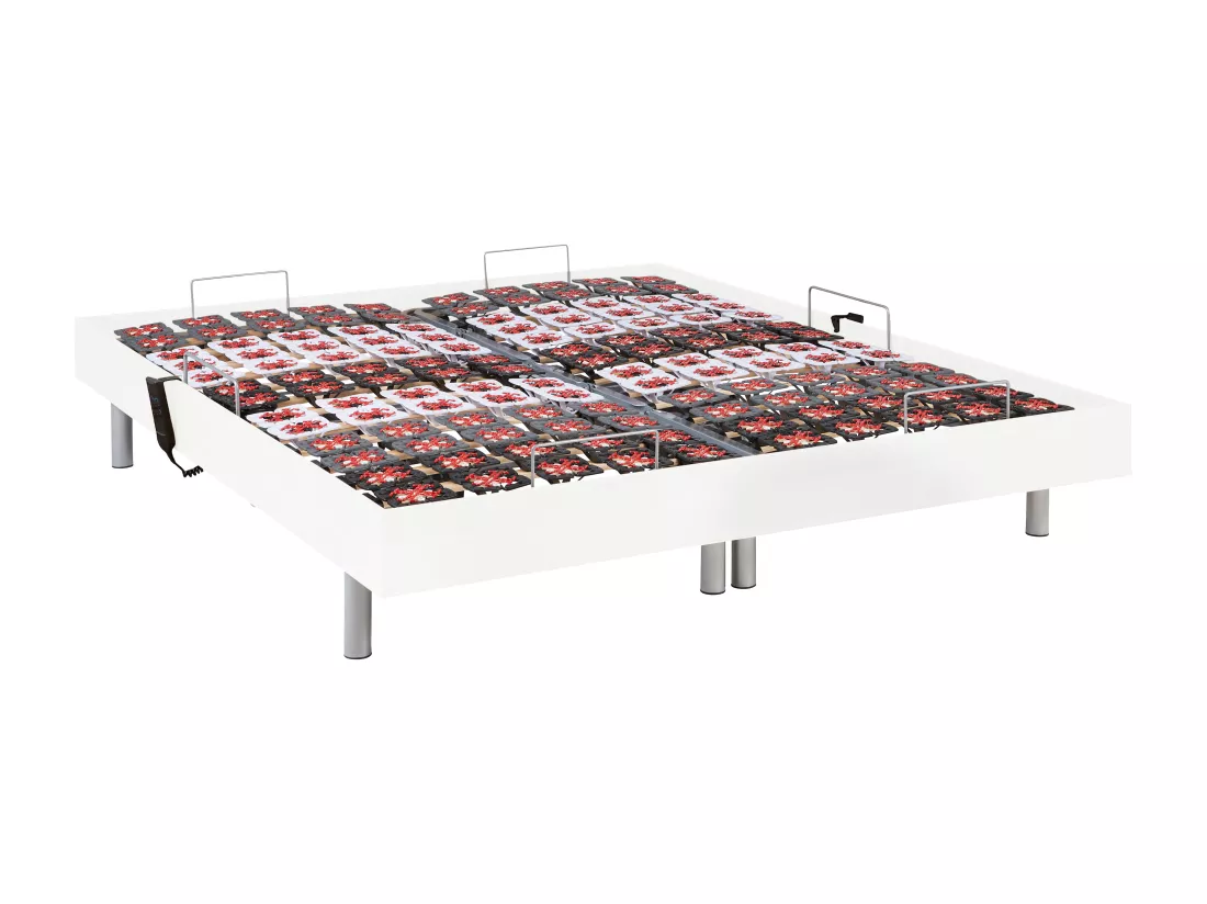 Sommier électrique de relaxation déco 2x48 plots - 2 x 70 x 190 cm - Blanc - NAFURI de YSMÉE