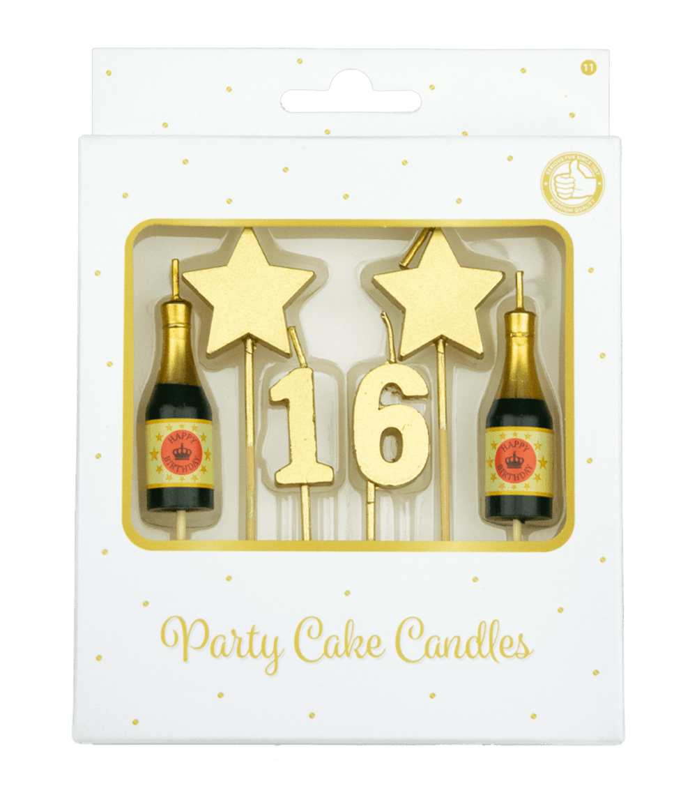 Kaarsjes 16 Jaar Champagne 17,5cm
