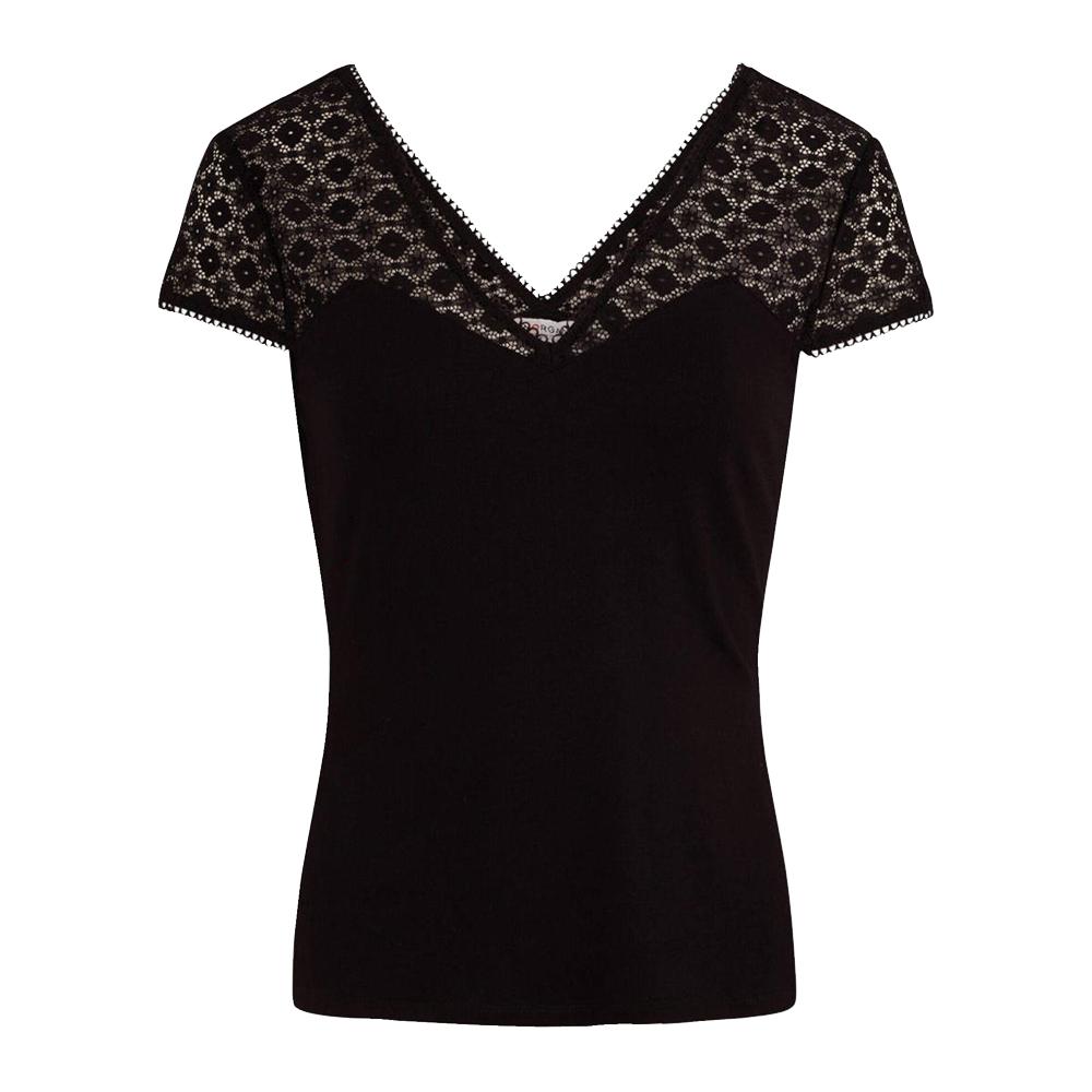Morgan T-shirt Noir Dentelle Femme Morgan DFLO