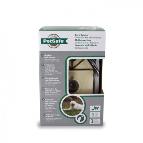 Sistema anti-latido Petsafe bege para uso externo, ideal para cães.