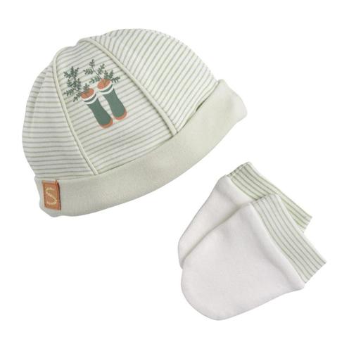 Bonnet et moufles Naissance verts BOTANICA - SAUTHON Baby déco