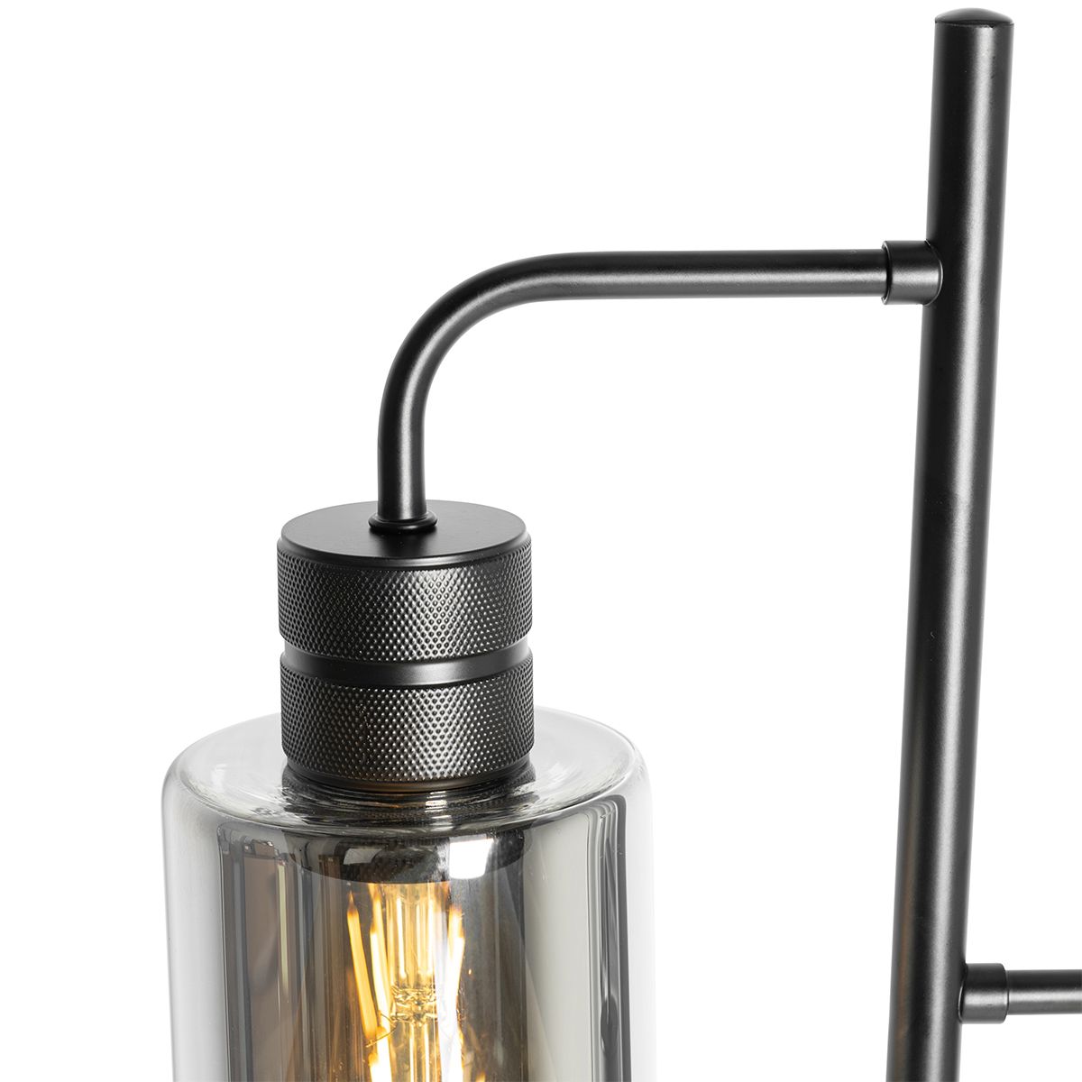 Moderne vloerlamp zwart met smoke glas 2-lichts - Stavelot