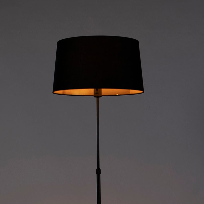 Vloerlamp zwart met zwarte kap 45 cm verstelbaar - Parte