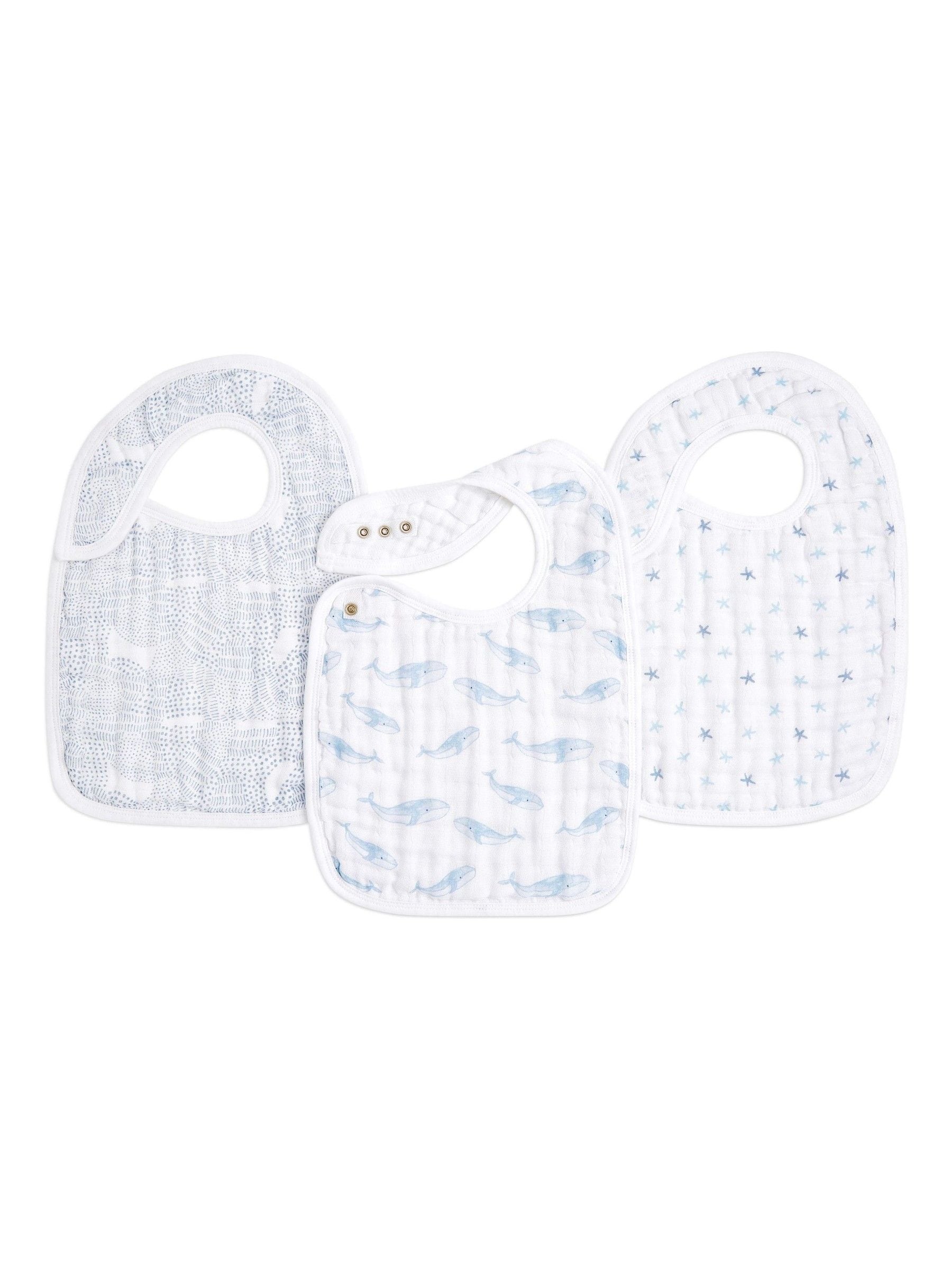 Aden + Anais katoenen mousseline Oceanic Snap slabbetjes 3 stuks