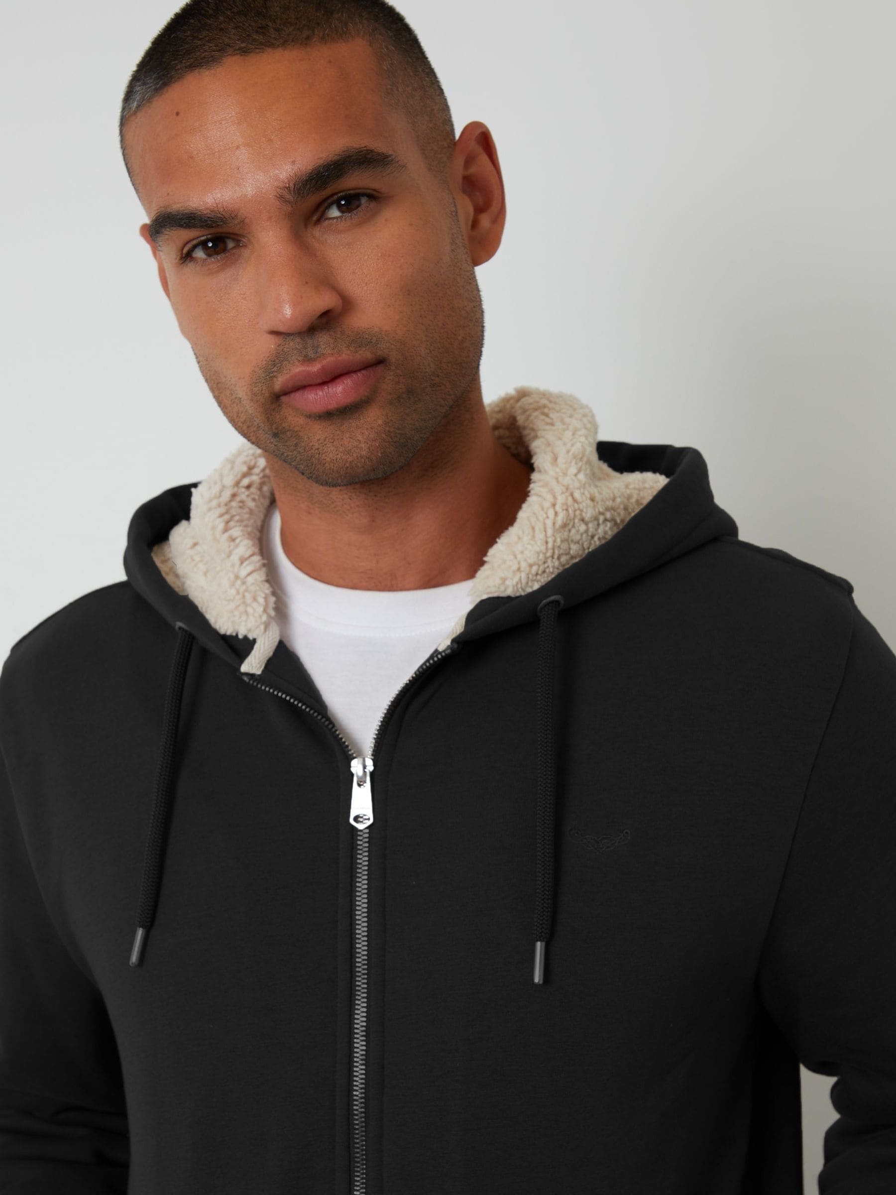 Zwart - Threadbare Borg Lined Zip-Through Hoodie