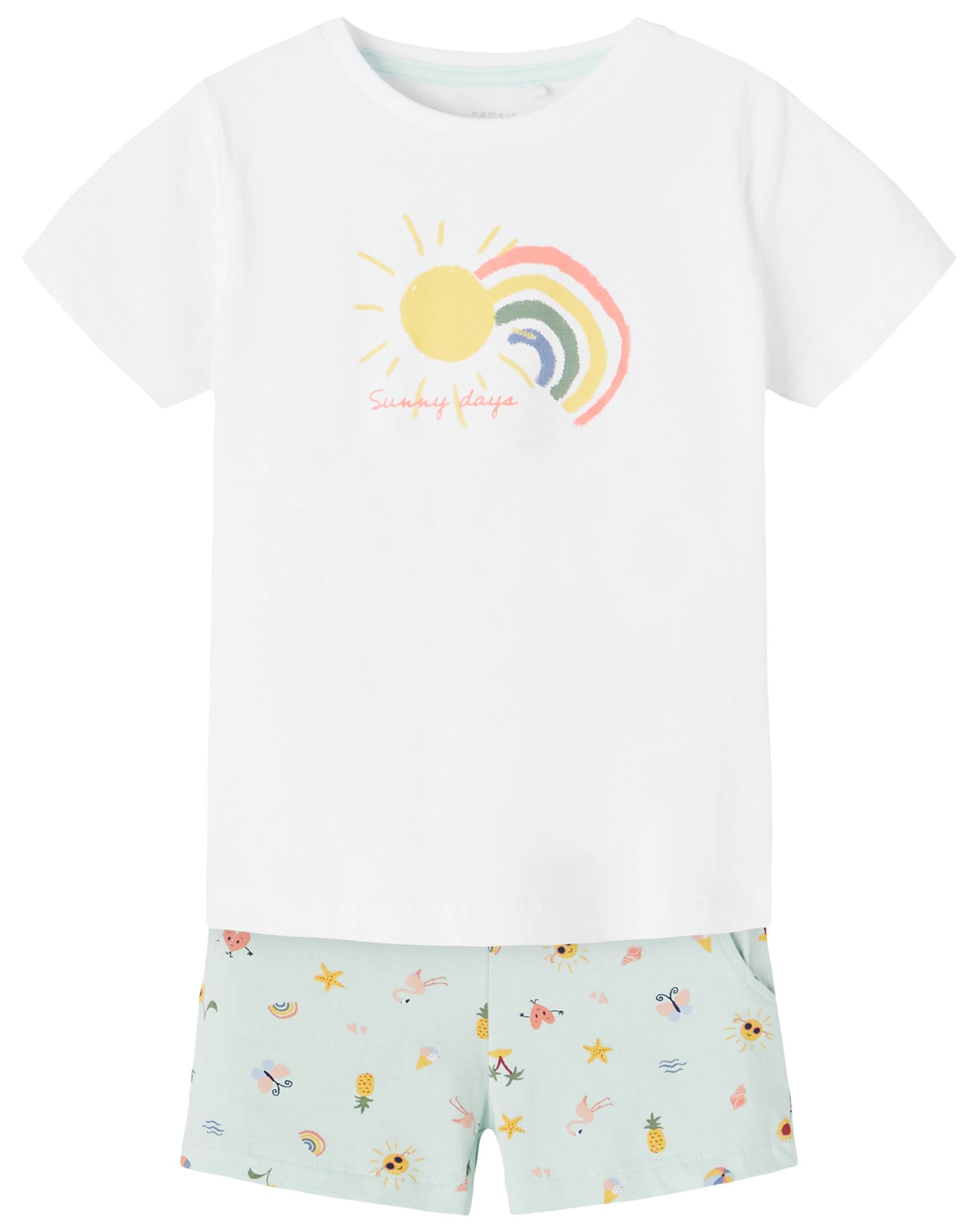 T-Shirt NMFZIGGIE mit Shorts in bright white
