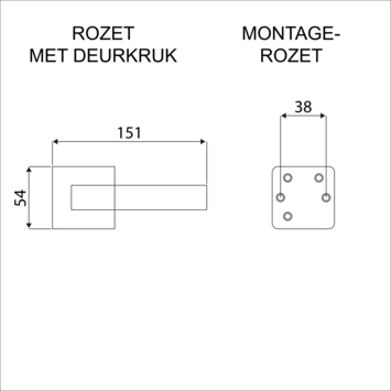 Gamma deurkruk set Hotel vierkant rozet RVS