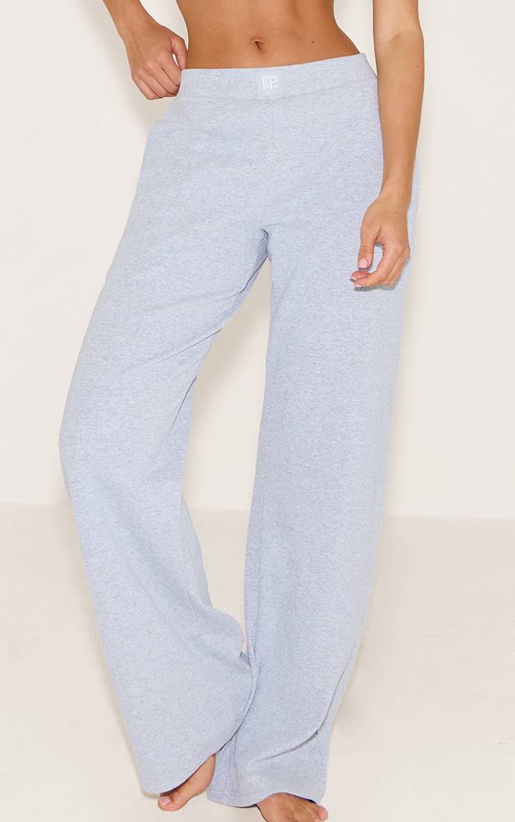 Gris Prettylittlething Pantalon De Nuit Côtelé Large À Élastique Tonal