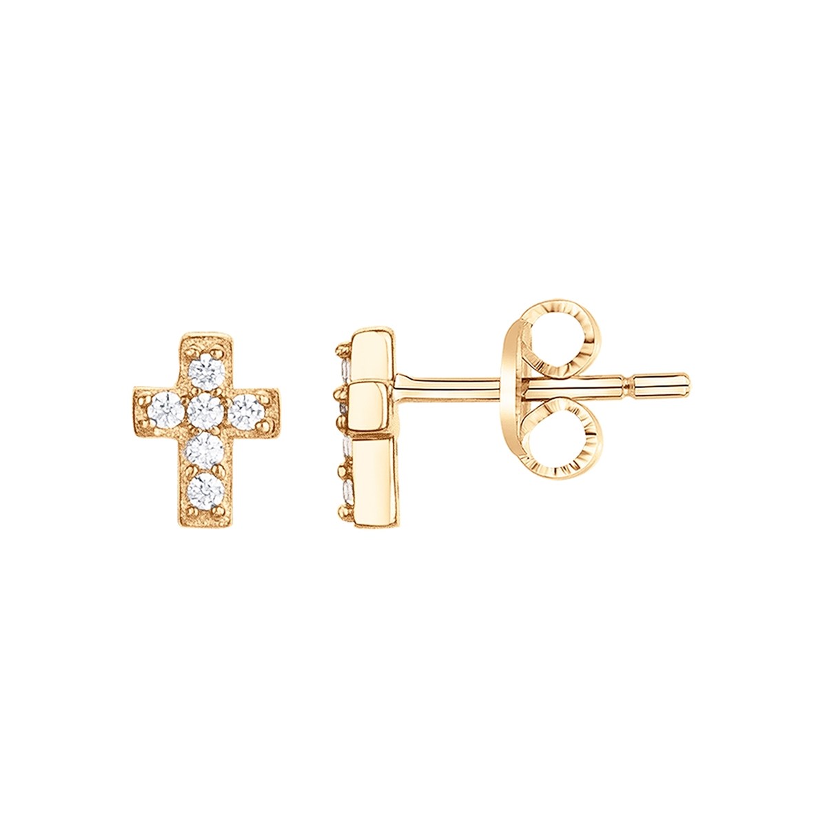 Boucles d'oreilles clous en Plaqué Or avec oxyde de zirconium blanc
