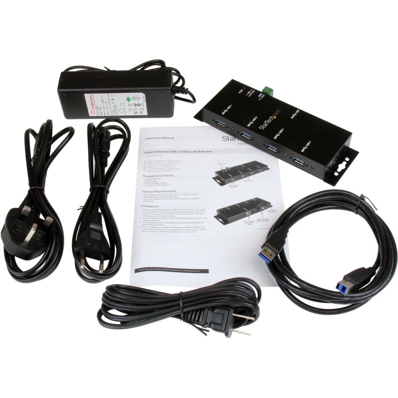 StarTech.com Hub USB 3.0 4 Ports - 5Gbps - Hub USB-A Industriel en Métal - Hub de Données USB Montable au Mur ou sur le Bureau - Hub d'Extension USB Conforme TAA