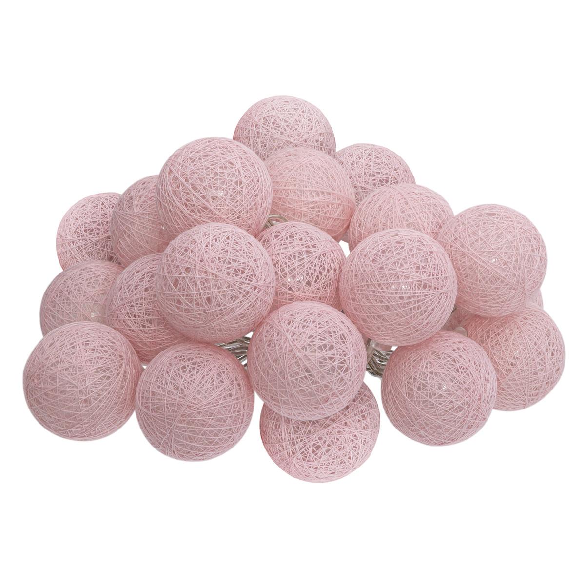 GUIRLANDE LED SECTEUR 20 BOULES ROSE D.6CM