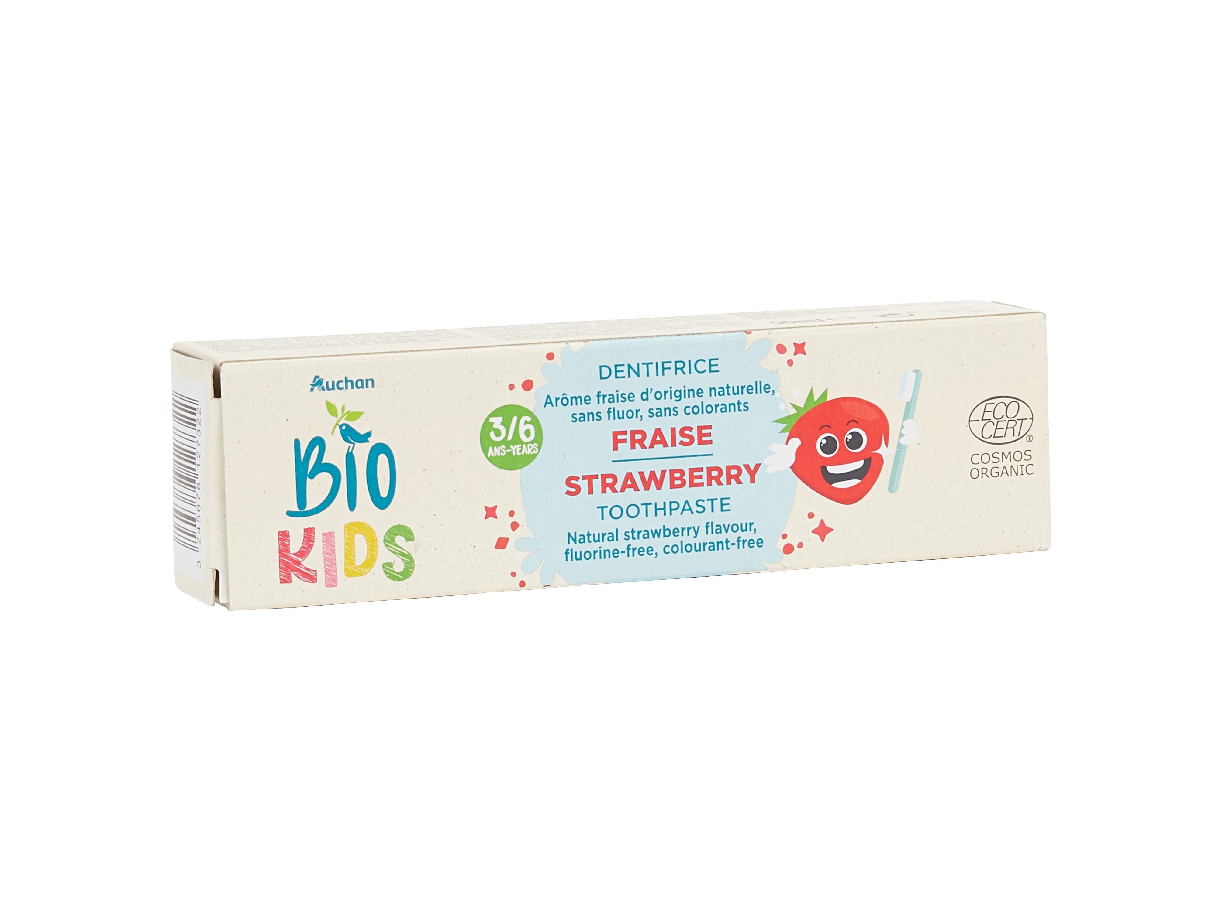 PASTA DENTÍFRICA AUCHAN BIO KIDS MORANGO 50ML