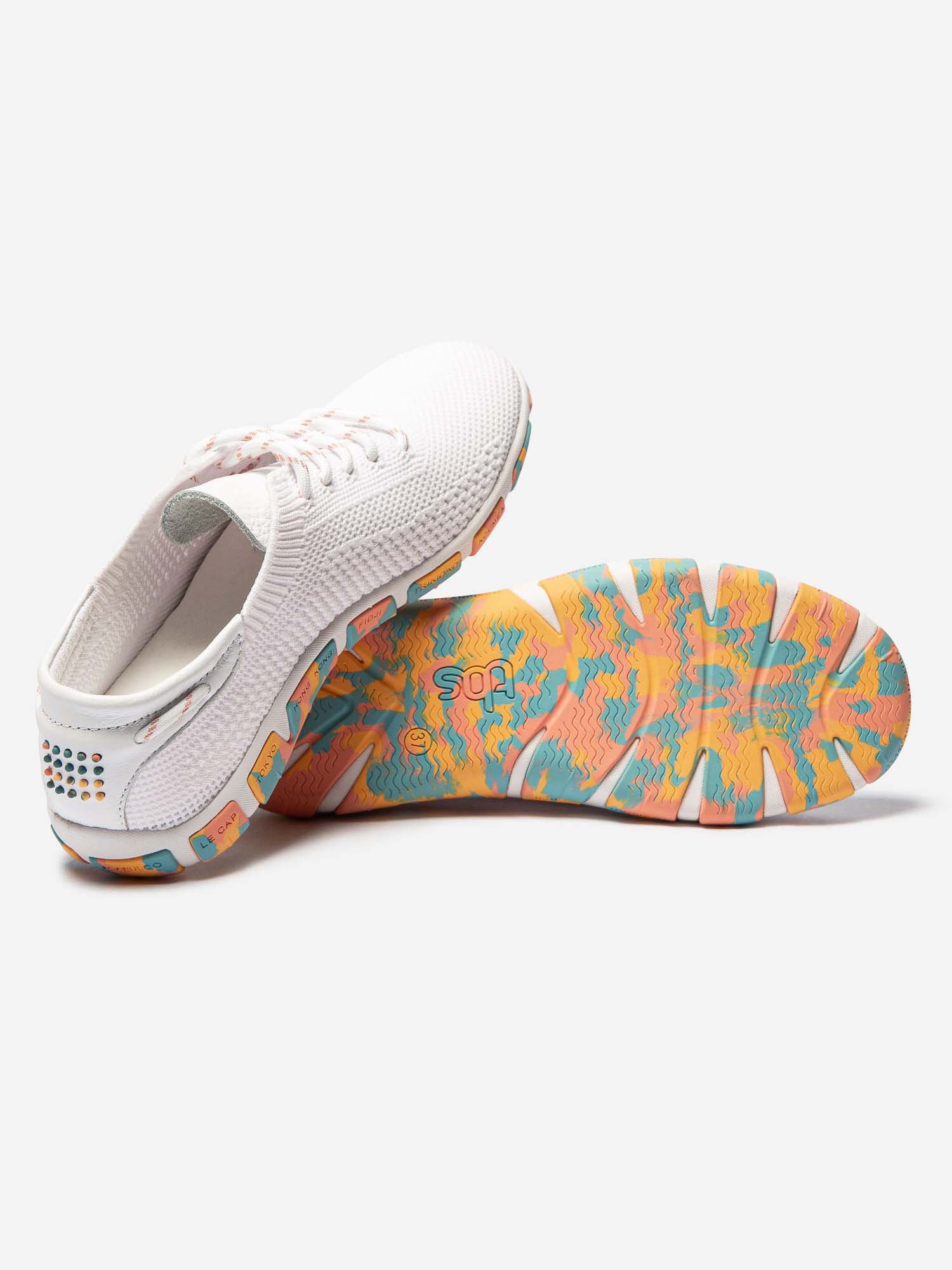 Tennis Femme Confort Textile Recyclé Blanc Semelle Rose
