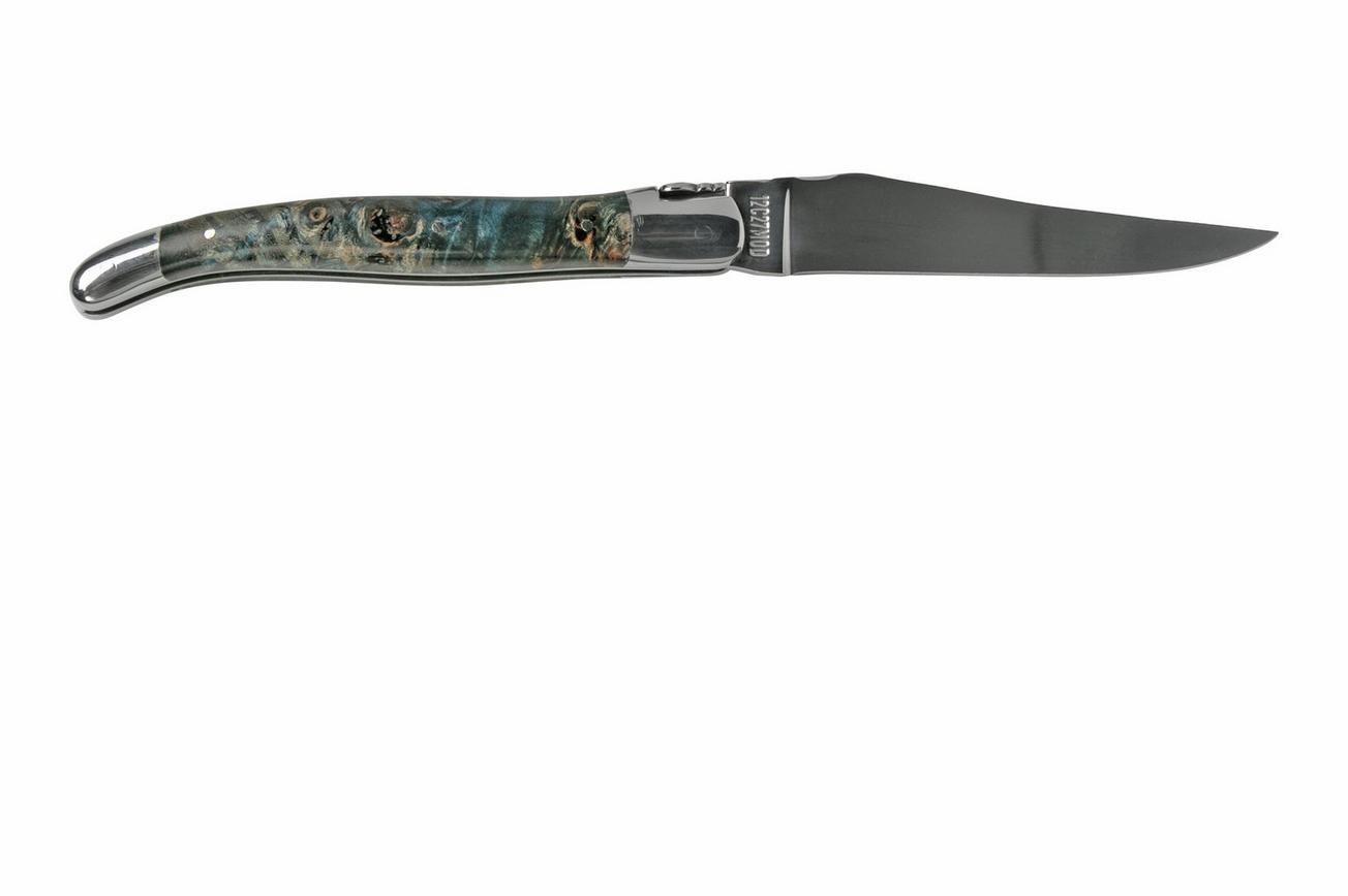 Laguiole en Aubrac Blue Poplar Burl L0212LBPIFSJ1 populierenhout, gepolijst, laguiole zakmes, 12 cm