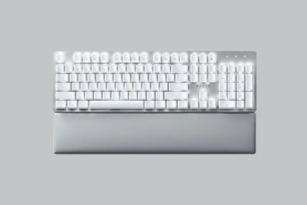 Razer Pro Type Ultra - Tastatur - bagbelyst - trådløs - USB-C, Bluetooth, 2.4 GHz - QWERTY - USA - tastkontakt: Razer Yellow