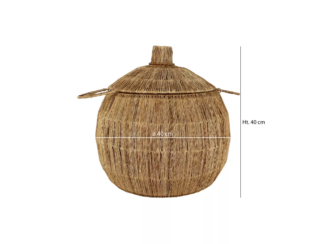 Now's Home - Panier En Jute Naturelle Avec Couvercle Et Poignees D40xh40cm Sibu