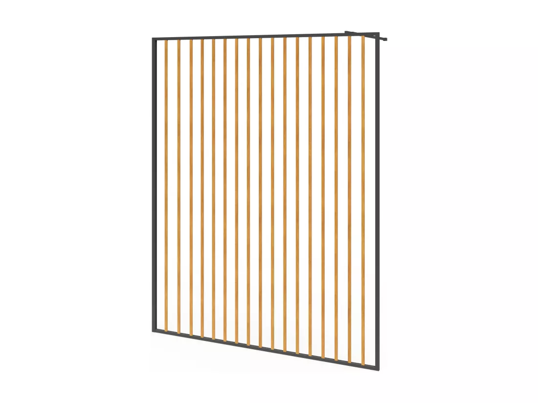 Paroi de douche à l'italienne en aluminium - Effet bois et noir mat - 140 x 200 cm - TOPEKA