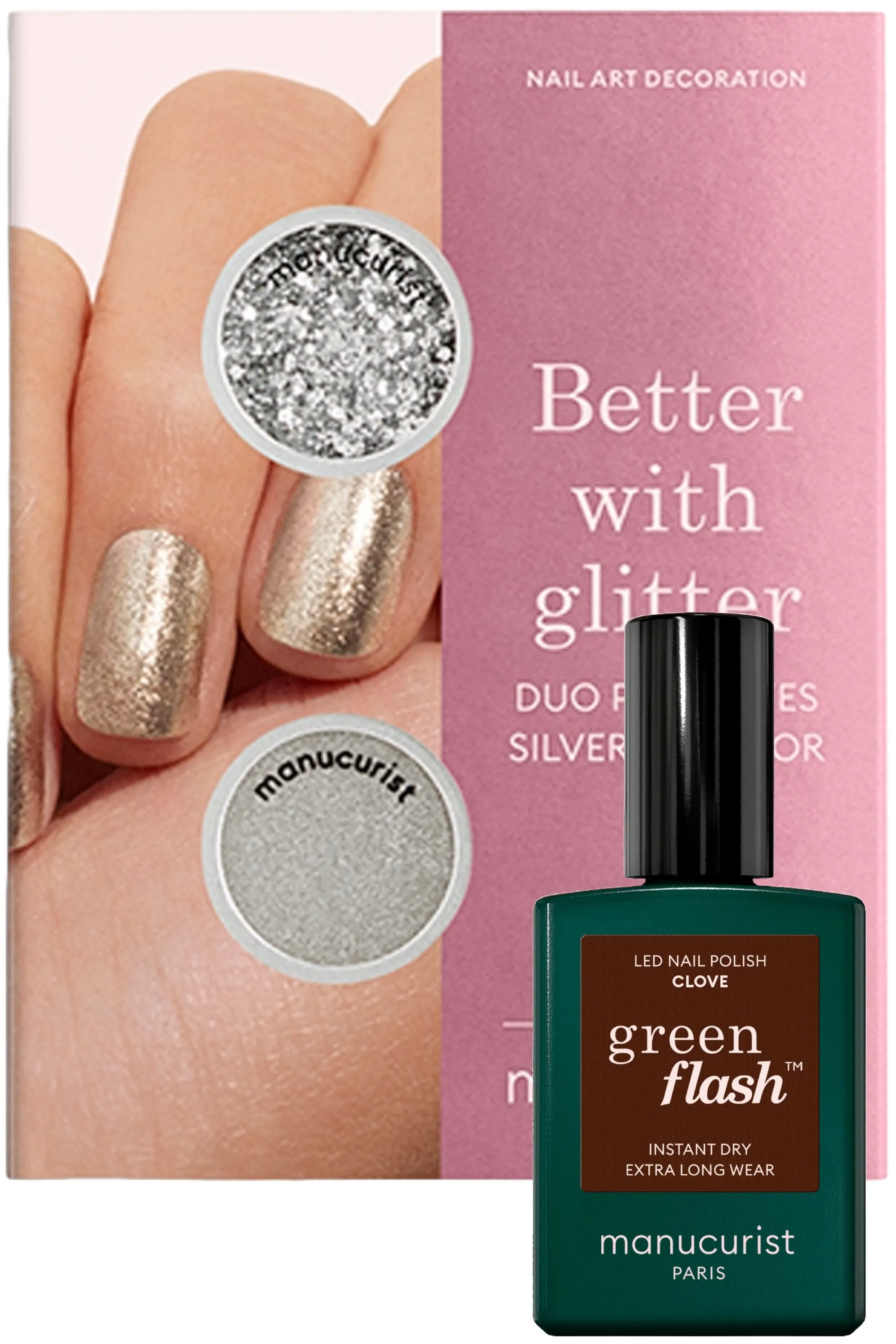 Manucurist Duo de poudre à effet et paillettes et vernis Green Flash
