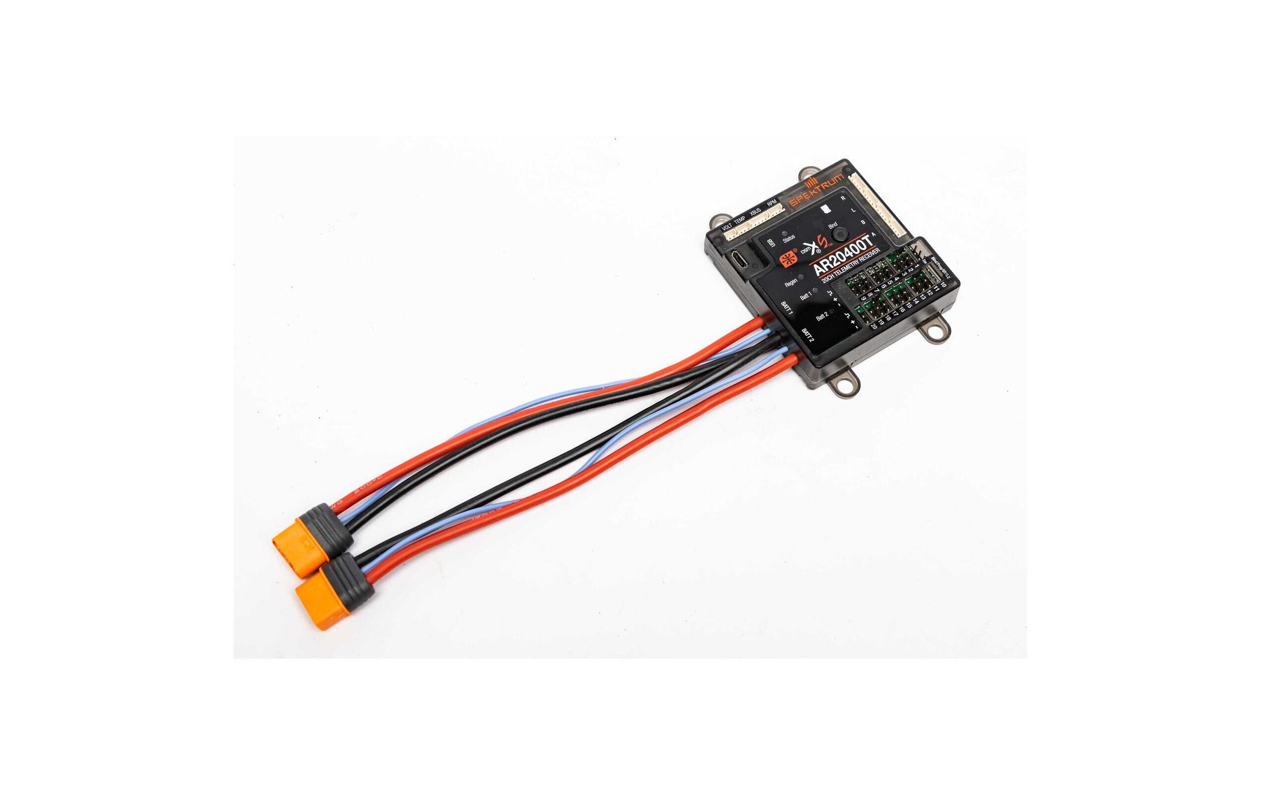 Empfänger AR20400T Powersafe 20-Kanal DSMX<br>Telemetriefähiger Empfänger mit Akkuweiche und 3 Satellitenempfänger