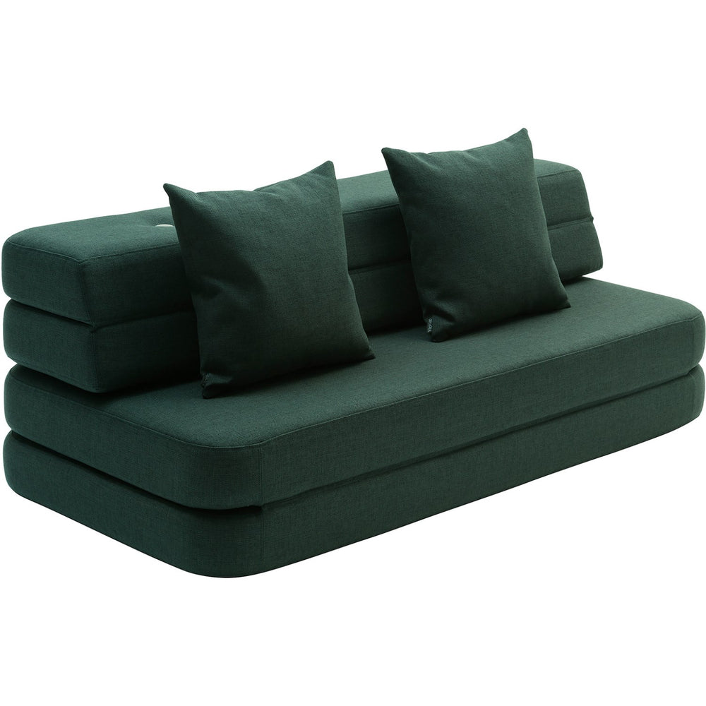 Køb by KlipKlap 3 Fold Sofa Deep Green With Light Green KK XL Soft 140 Cm