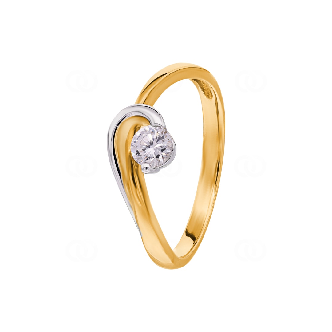 Ring 750/18 K Gelbgold bicolor mit Zirkonia Solitär Ø 54