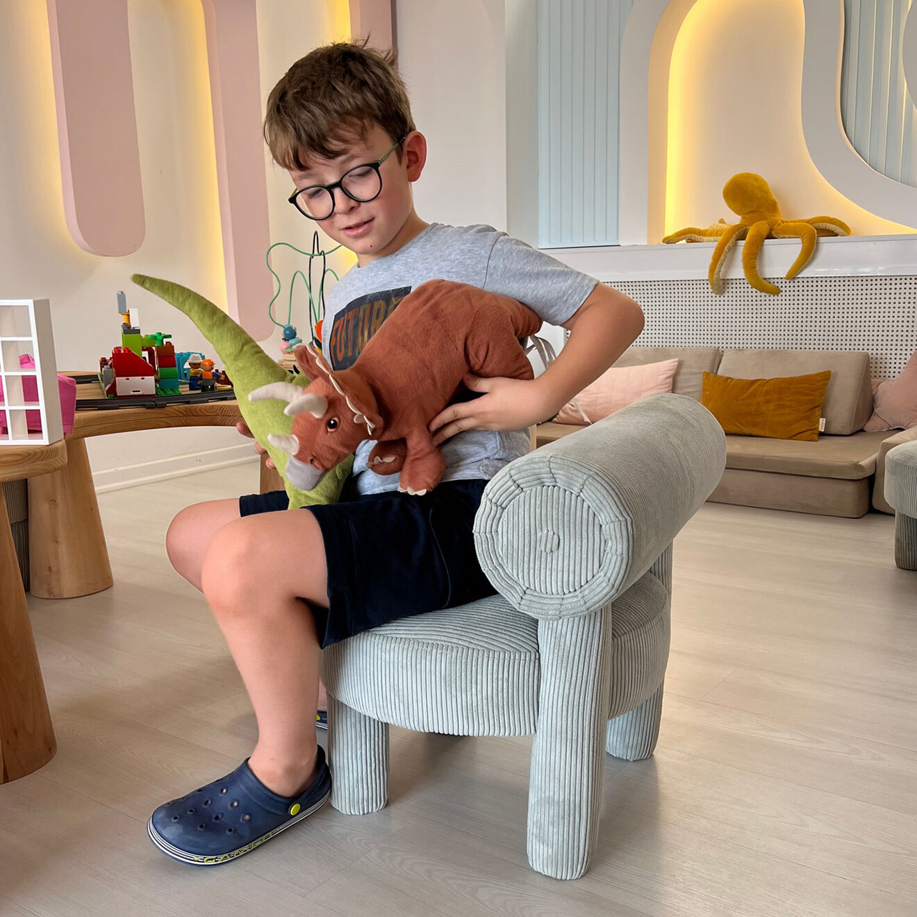 Homitis Fauteuil Enfant Dino bleu - 39x58x39 cm