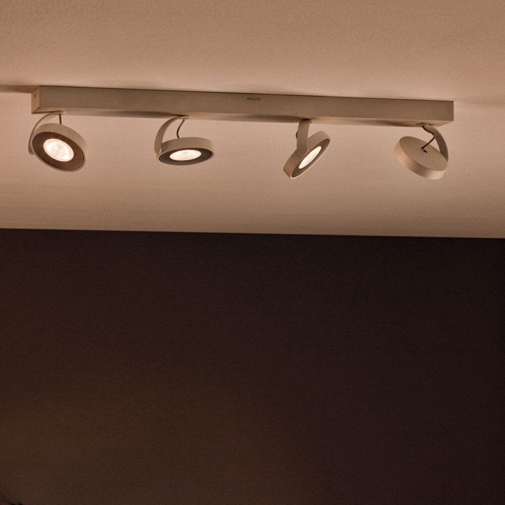 Tijdloze myLiving Clockwork plafondspot in wit, warme gloed, 4-lichts, dimbaar