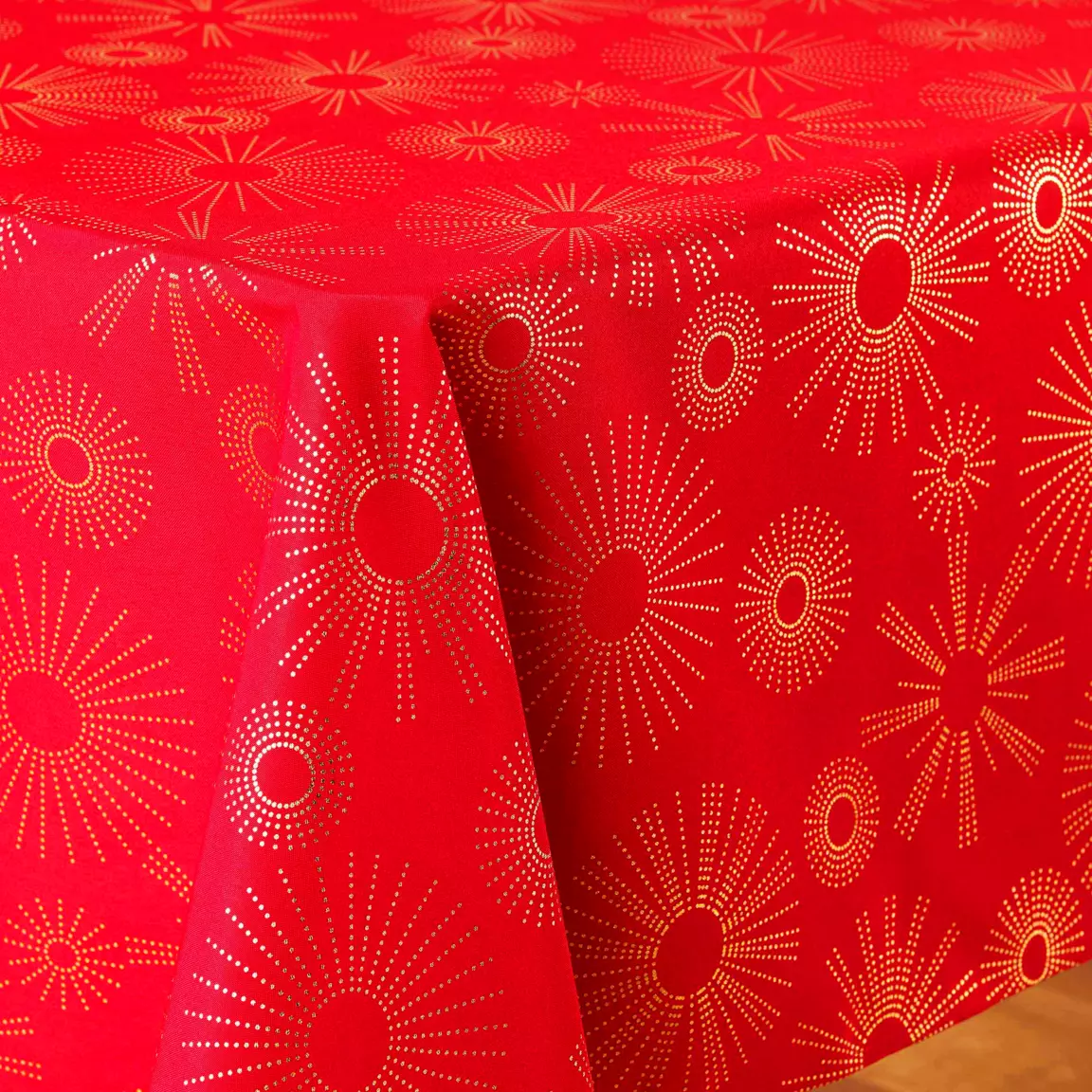 Nappe de Noël rectangulaire (150 x 300 cm) Pampille métallisé Rouge