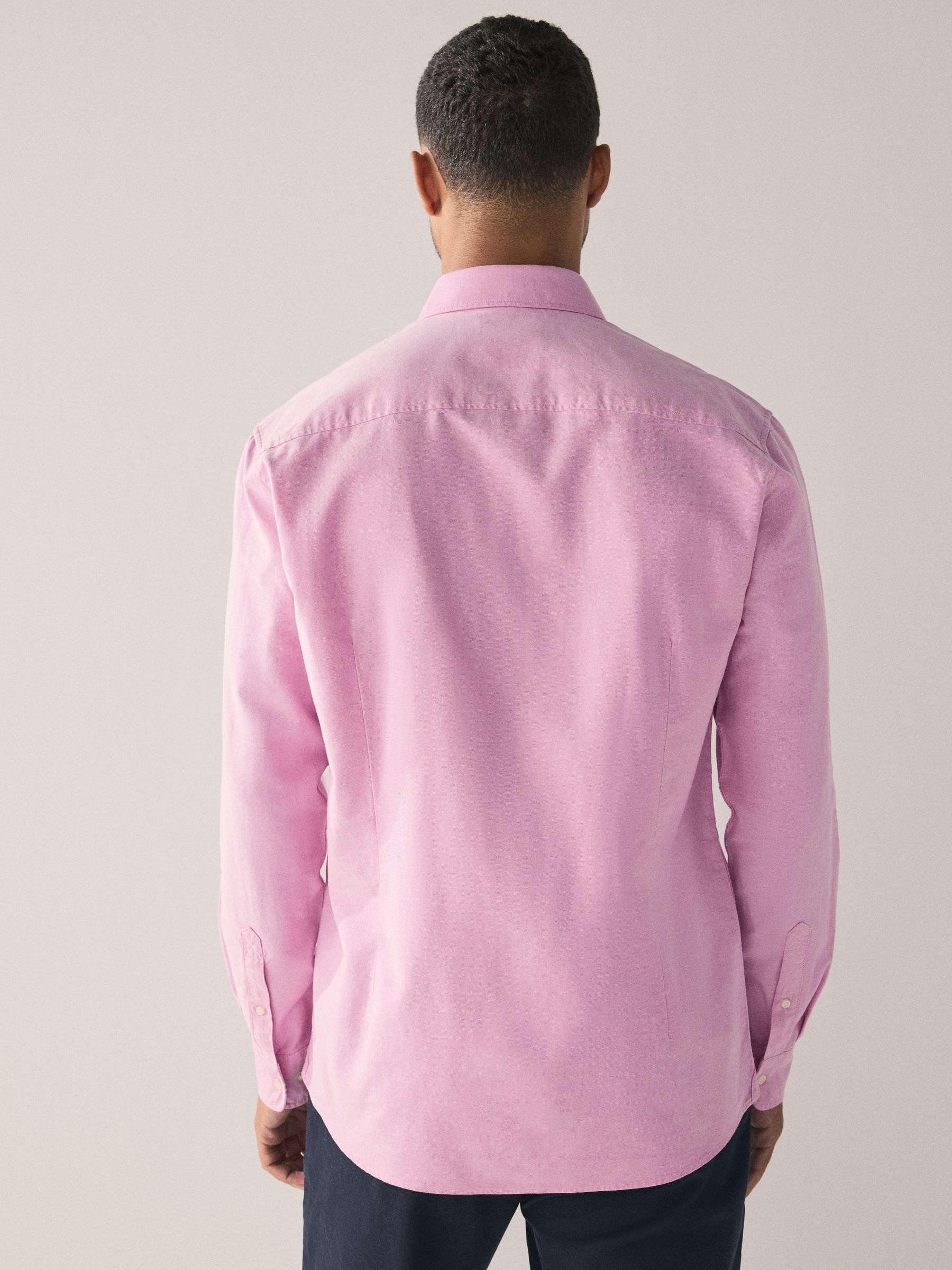 Roze - Slim Fit - Oxford-hemd met lange mouwen