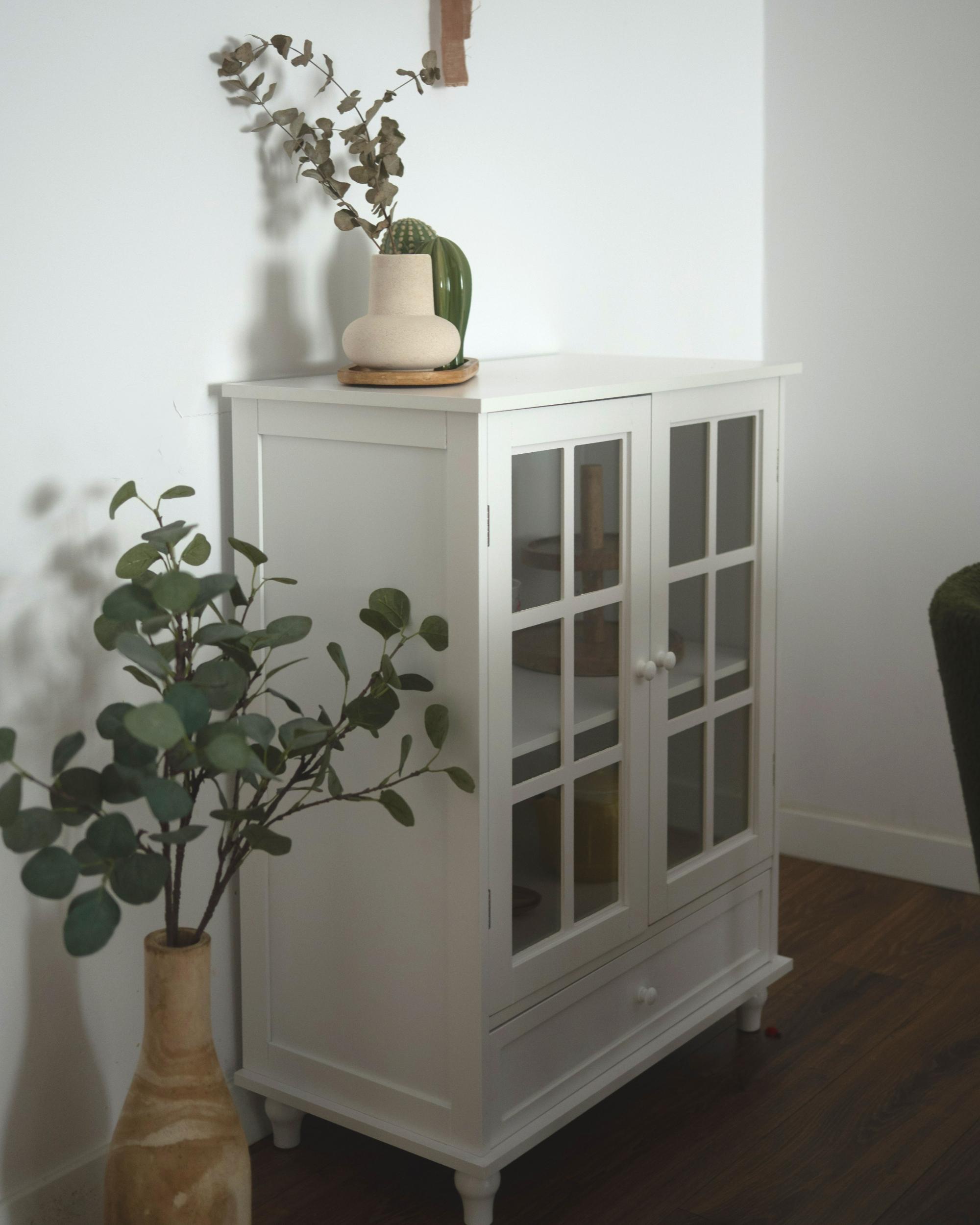 Dressoir met glazen deuren CARLET 71 cm Wit