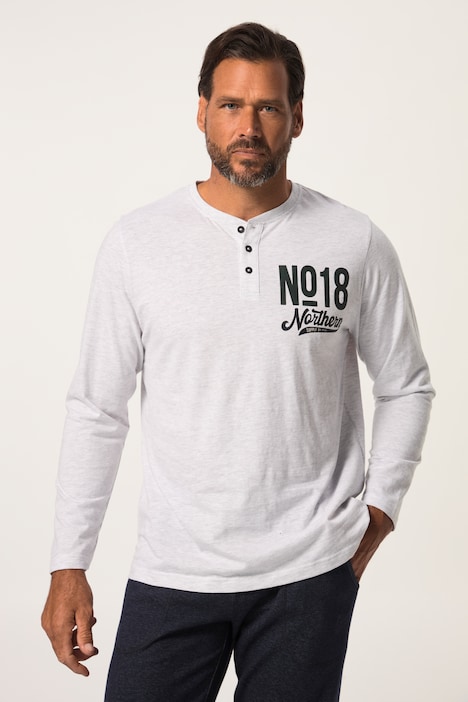 Schlafanzug-Oberteil, Homewear, OEKO-TEX, Henley, Print, Langarm