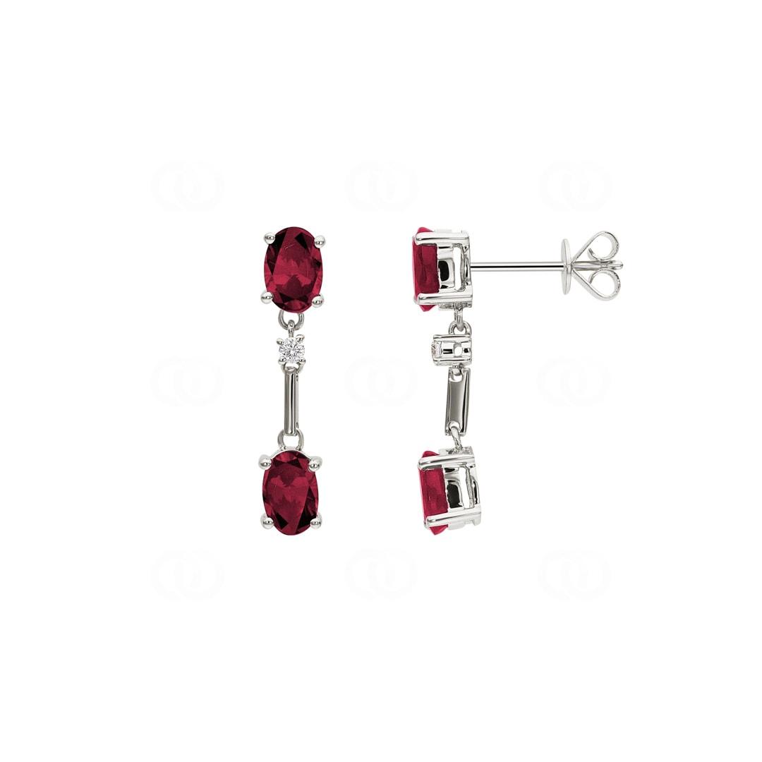 Ohrhänger 750/18 K Weissgold mit Rubinen & Diamanten 0.05 ct H/si