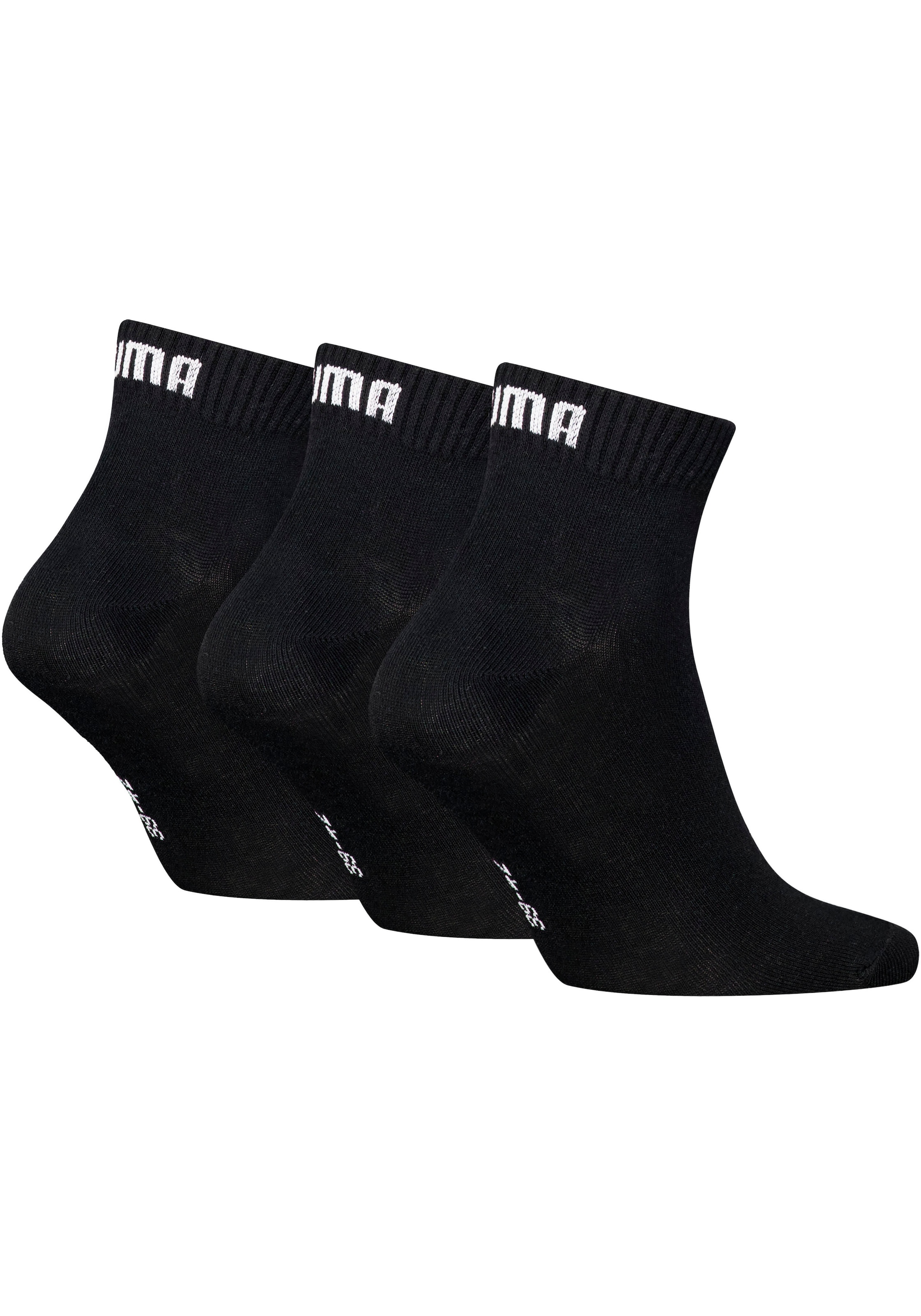 PUMA Kurzsocken »PUMA UNISEX QUARTER PLAIN 3P« 3 Paar, 3 Stk. tlg. Atmungsaktiv, Rippenbündchen, weiche Baumwollmischung