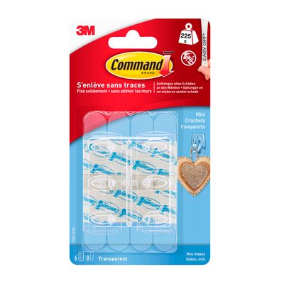 Command - Pack de 6 crochets et 8 languettes transparents