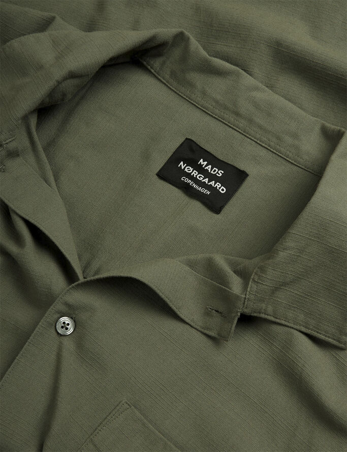 Mads Nørgaard - Copenhagen Grida Cotton Victor Shirt SS Olive night