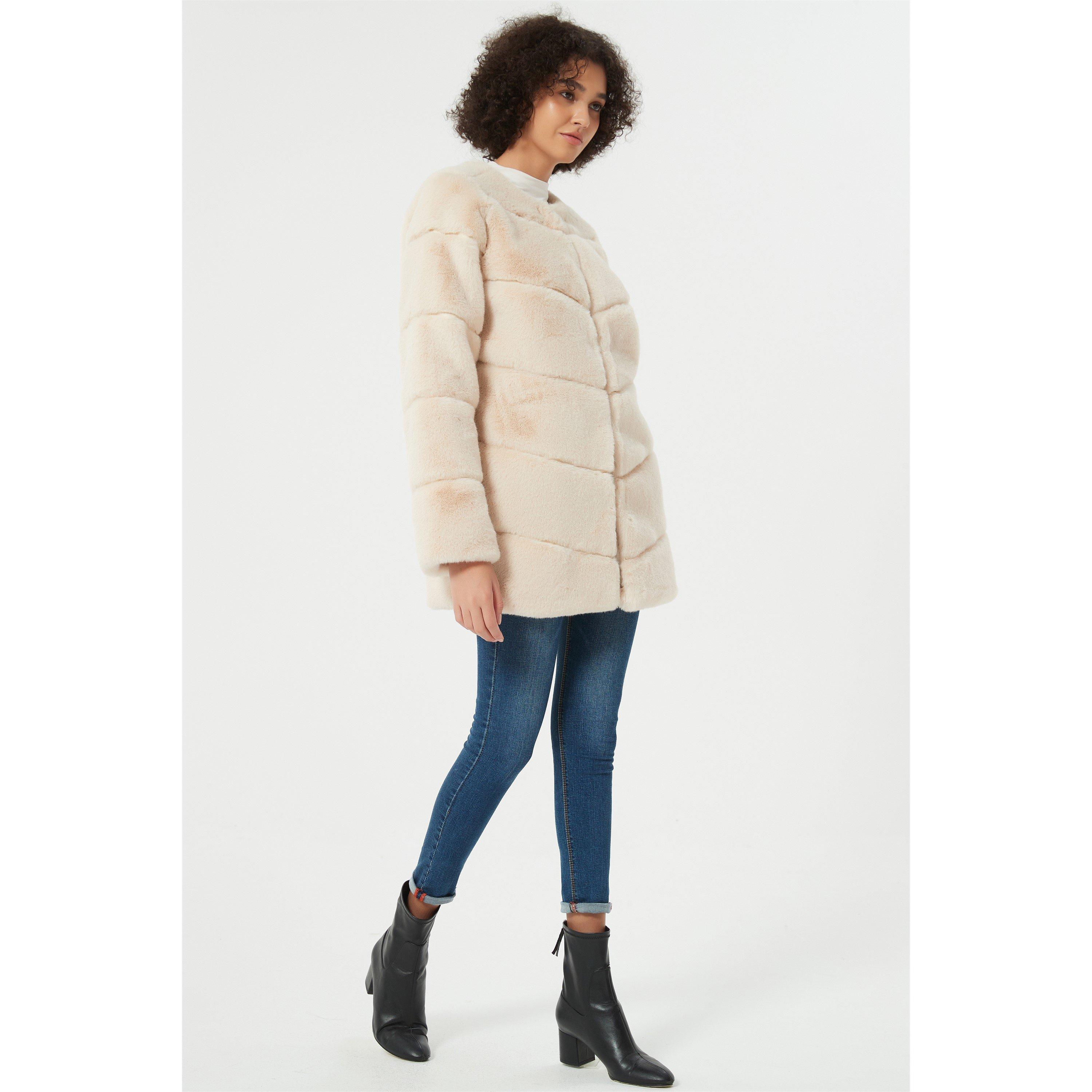 Be You B Faux Fur Panel Coat