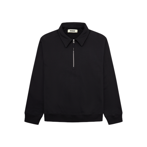 Woodbird Tom Zip Polo Sweatshirt, Black, M