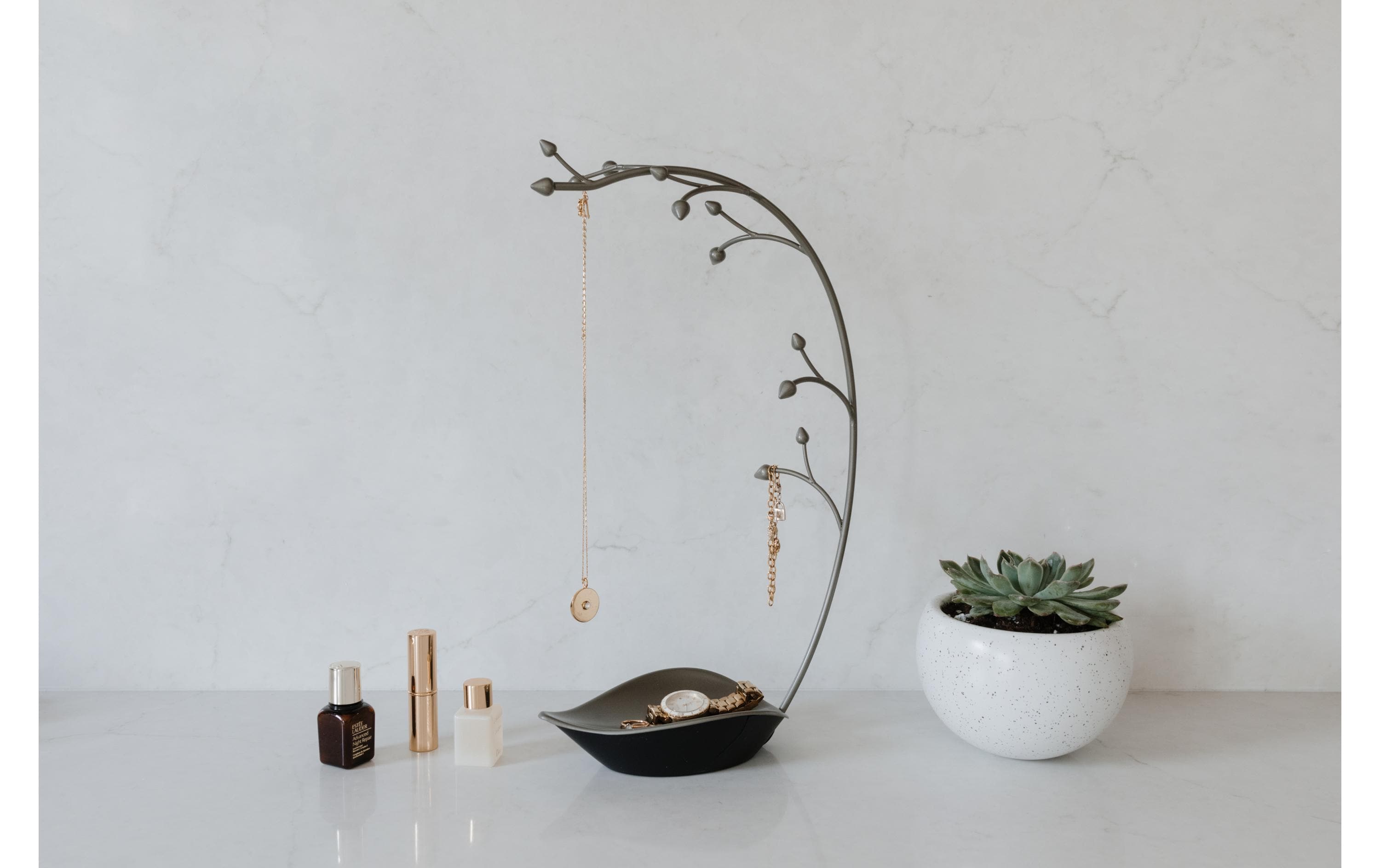 Schmuckhalter Orchid aus Metall, GrauSchmuckbaum in Grau