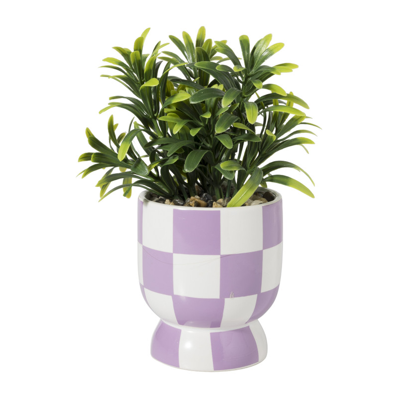 Plantje geblokt - lila - ø8x17 cm