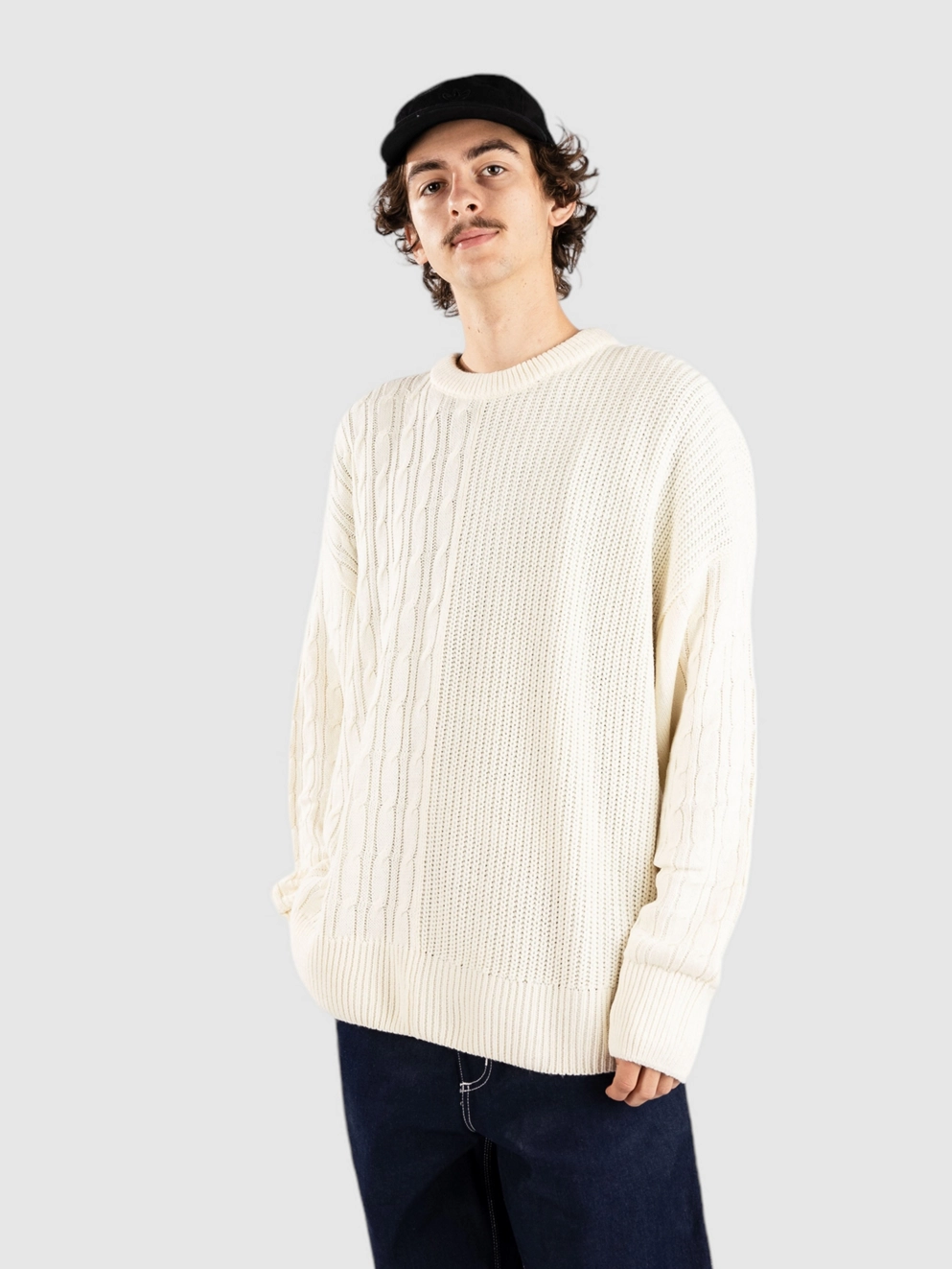 Denim Project Knitted Combined Pullover off white