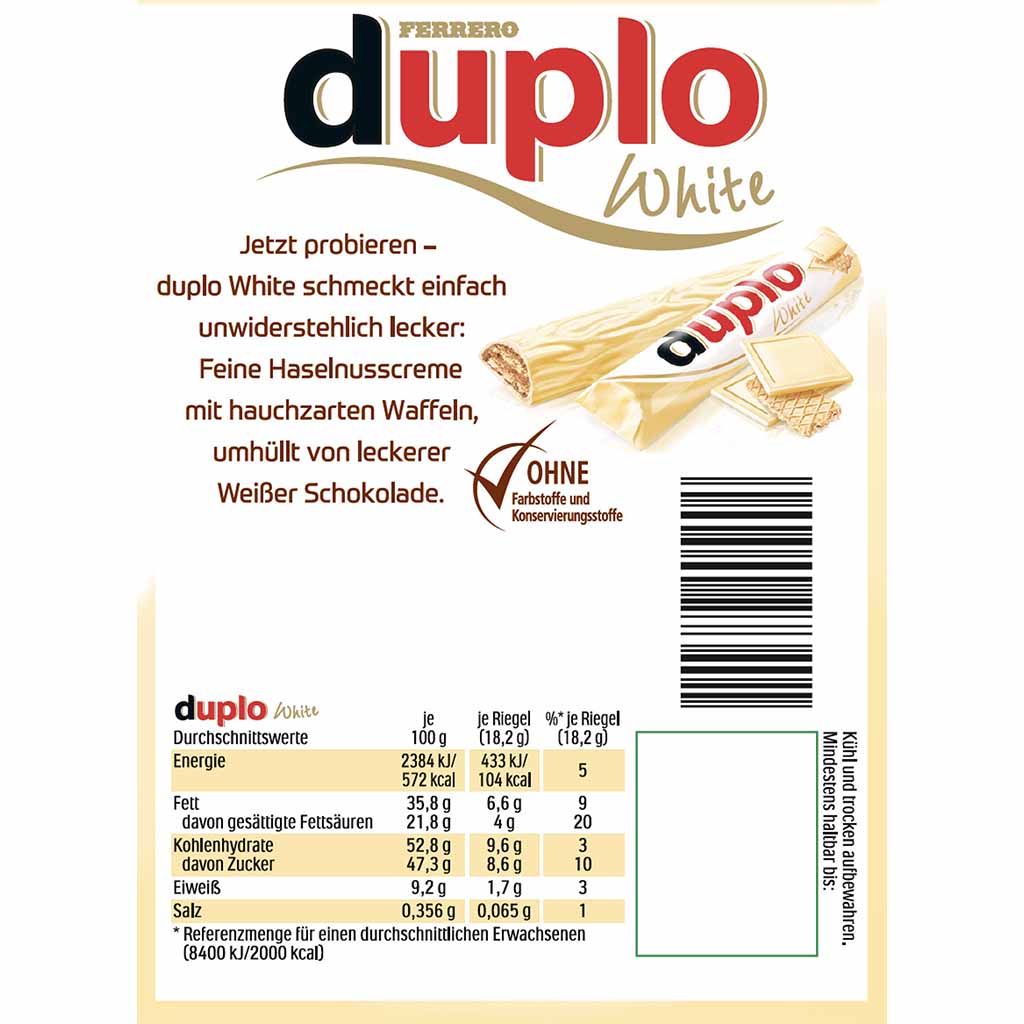 Ferrero Duplo White Big Pack 18+2 Schokoriegel 364g MHD:27.4.25