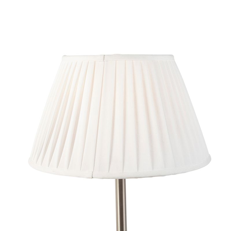 Klassiek tafellamp staal met plissé kap wit 35 cm - Simplo