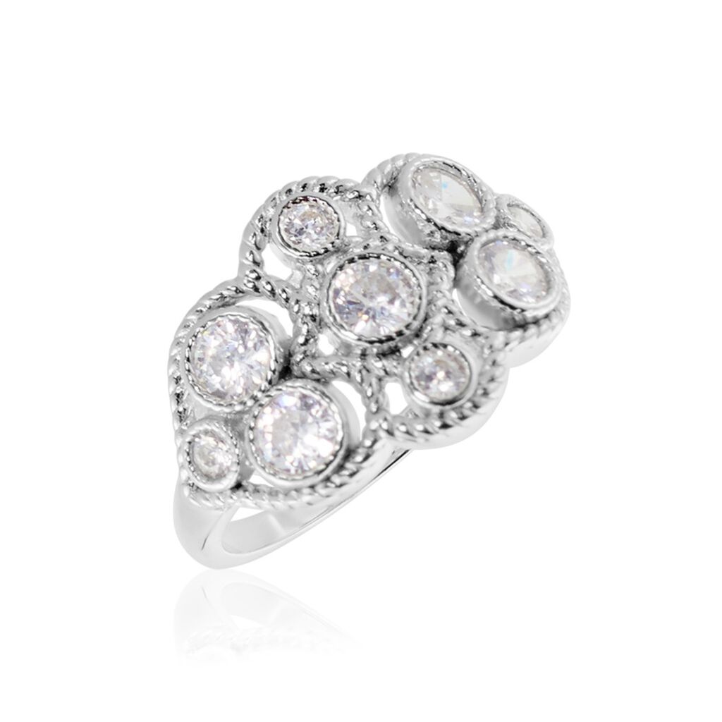 Bague Argent Blanc Boulonnaise Oxydes De Zirconium