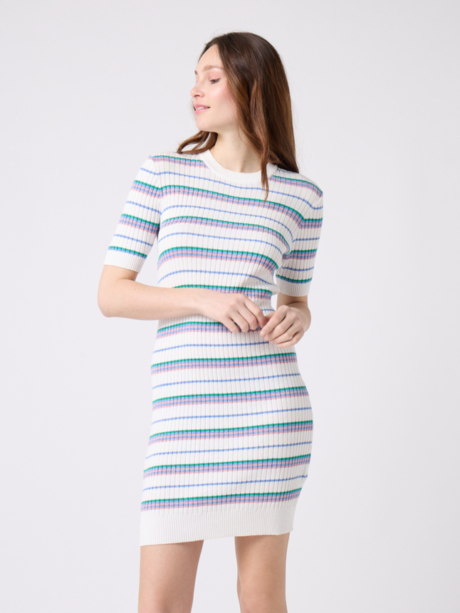 Robe en maille rayée