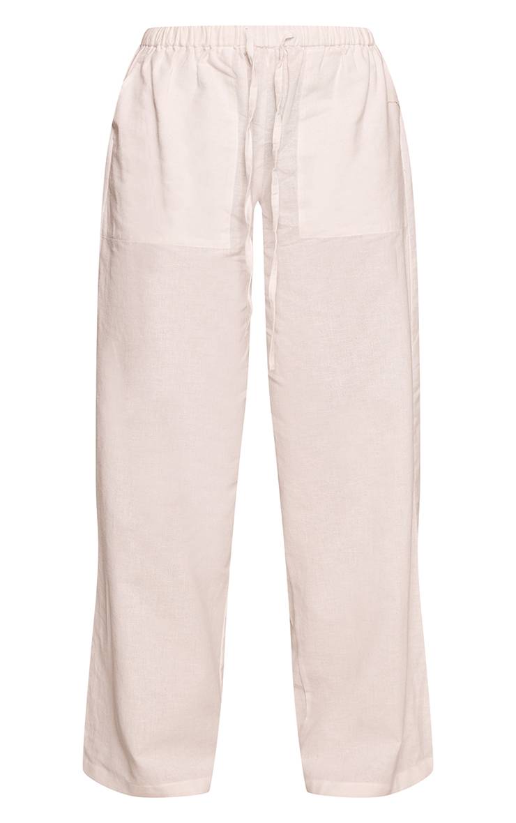 Blanc Pantalon Petite En Lin Avec Taille À Cordon Coulissant