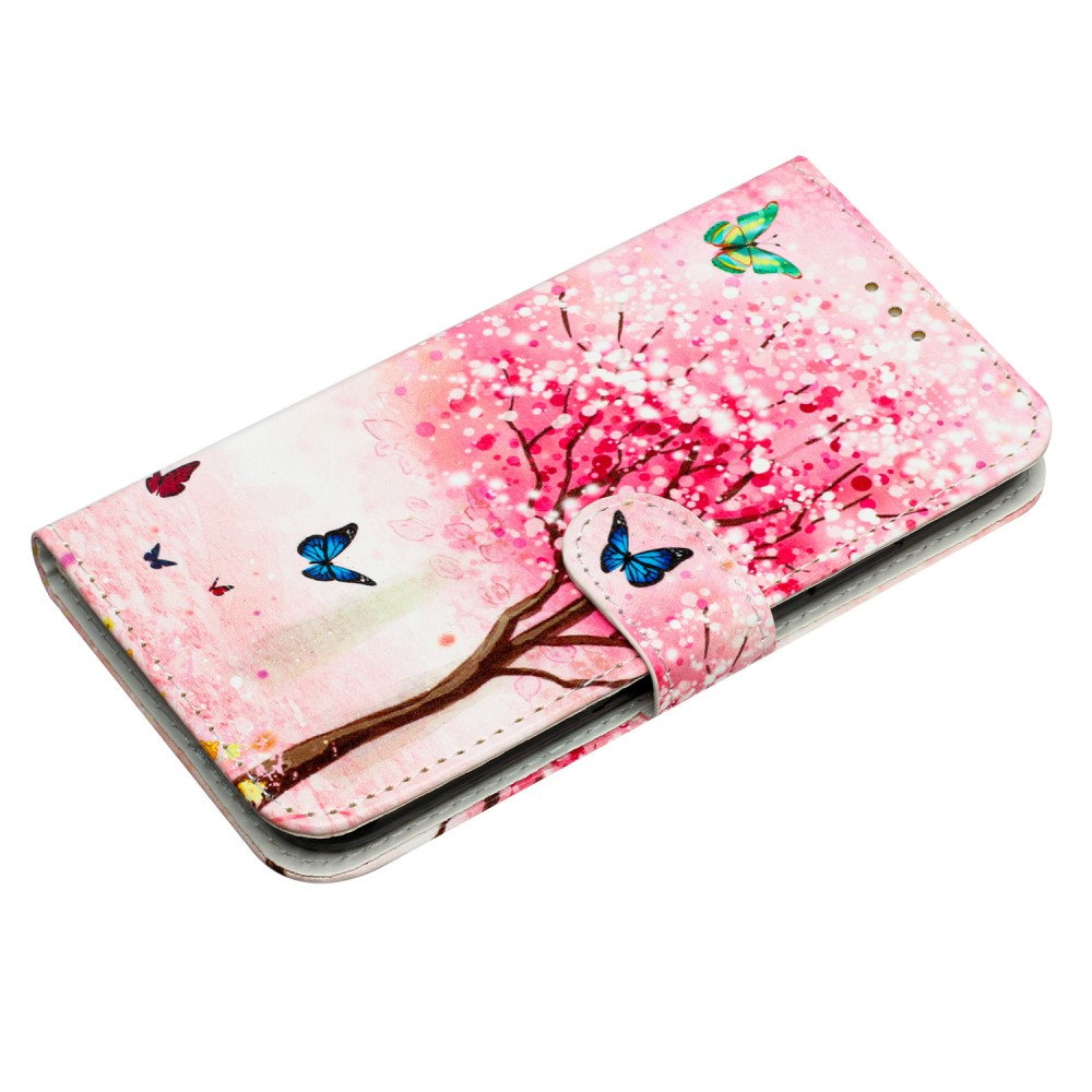 iPhone 16 Leder Tasche Hülle mit Kartenfach Kirschblütenbaum