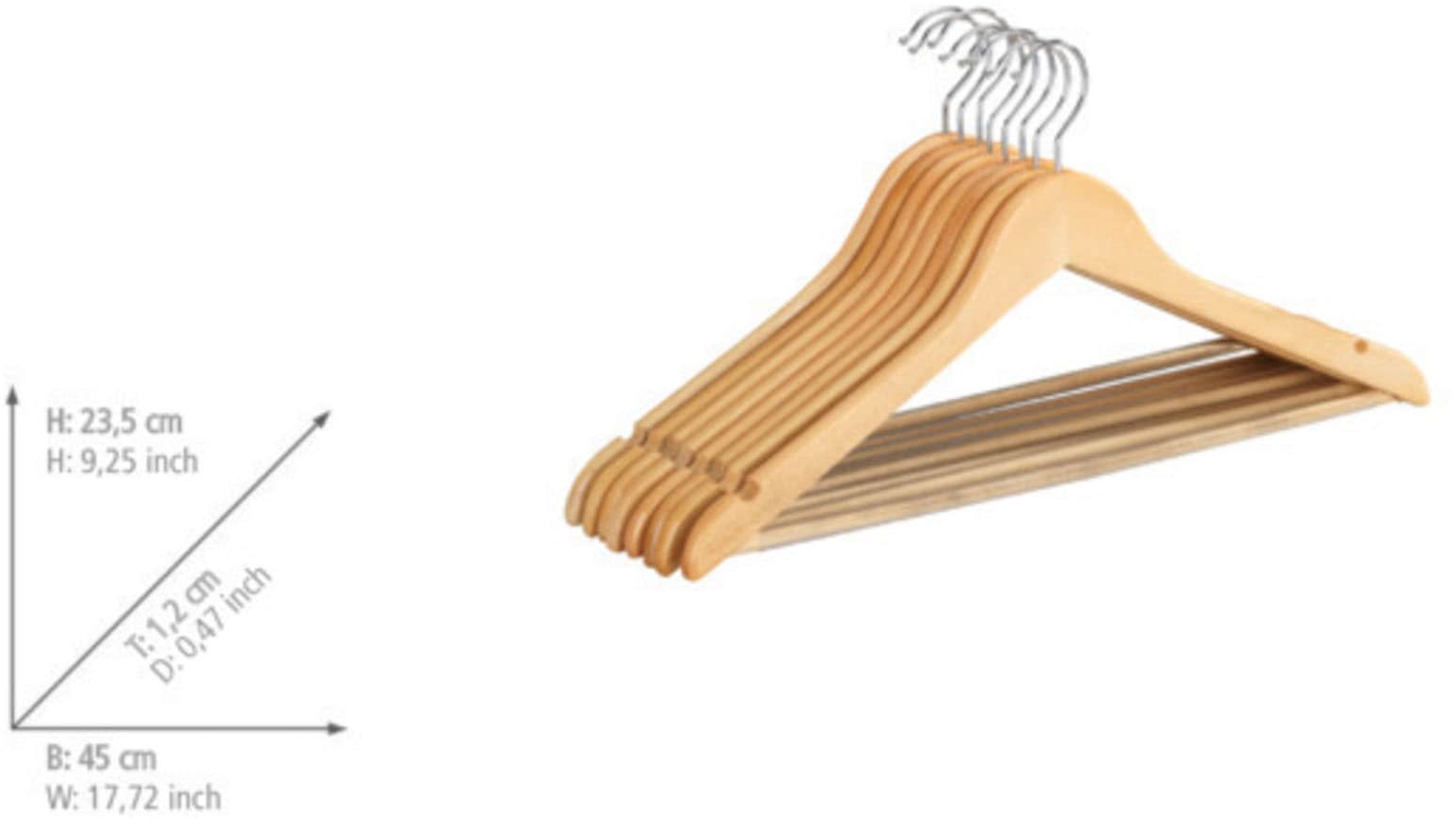 WENKO Kleiderbügel »Modell Eco« für Garderobe & Kleiderschrank, mit Hosensteg & Rockeinkerbung, Holz